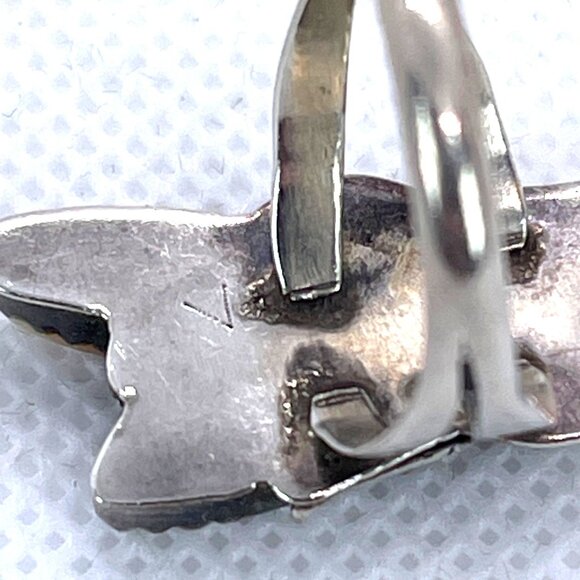 Native American Statement Signed LW Silver Mother Of Pearl Shell Ring Sz 5.5 VTG - Picture 4 of 16